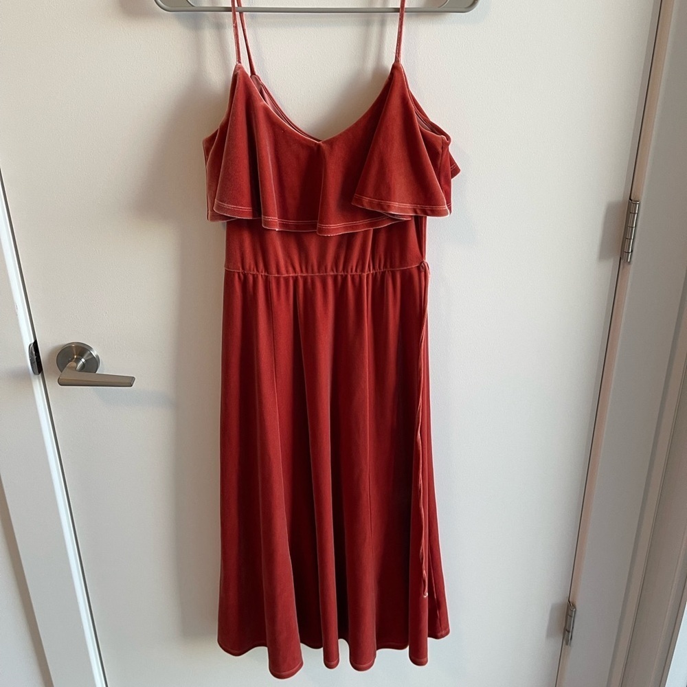 June and Hudson Orange Velvet Dress